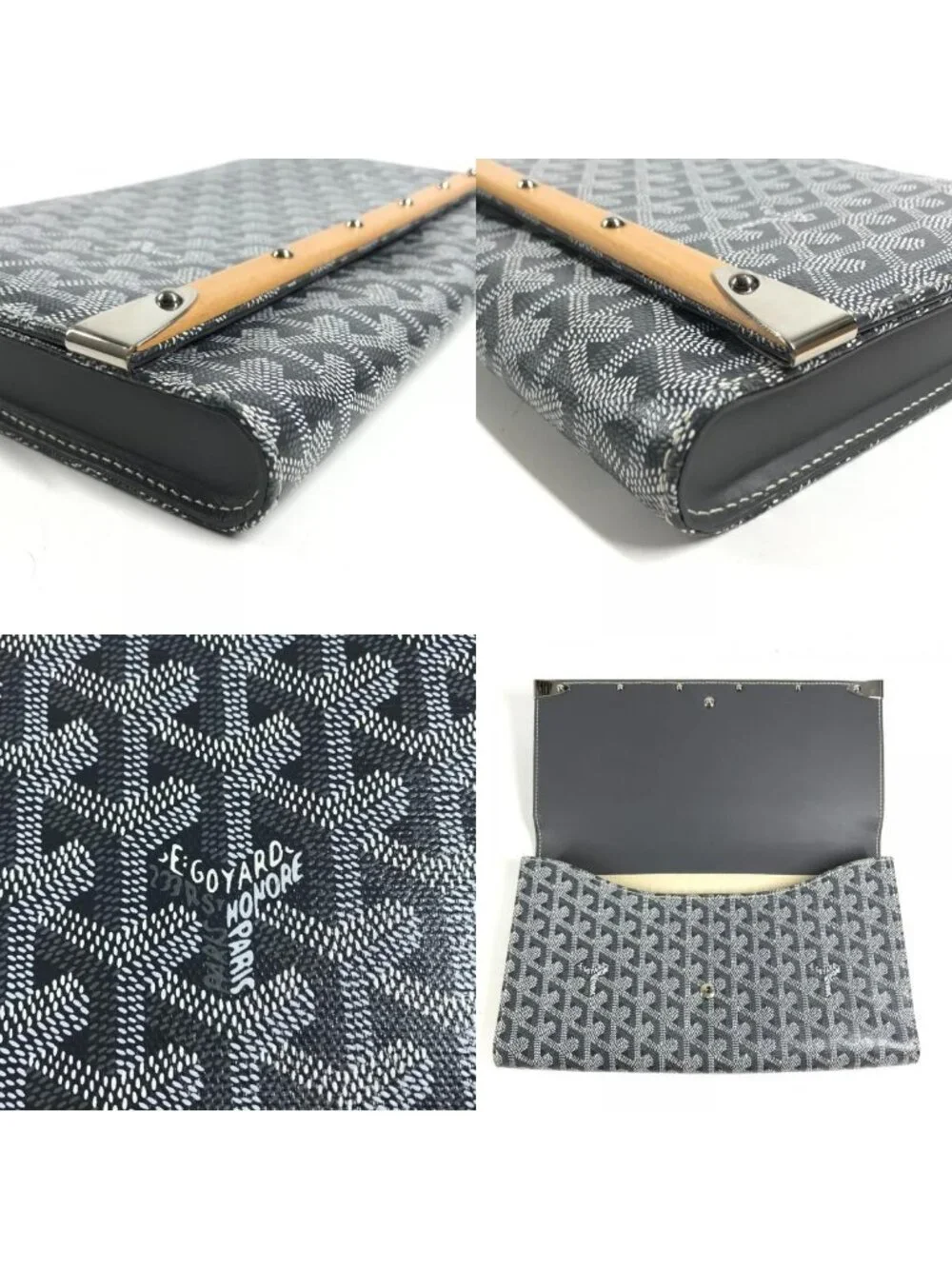 Goyard Clutch Monte Carlo Leather Gray
